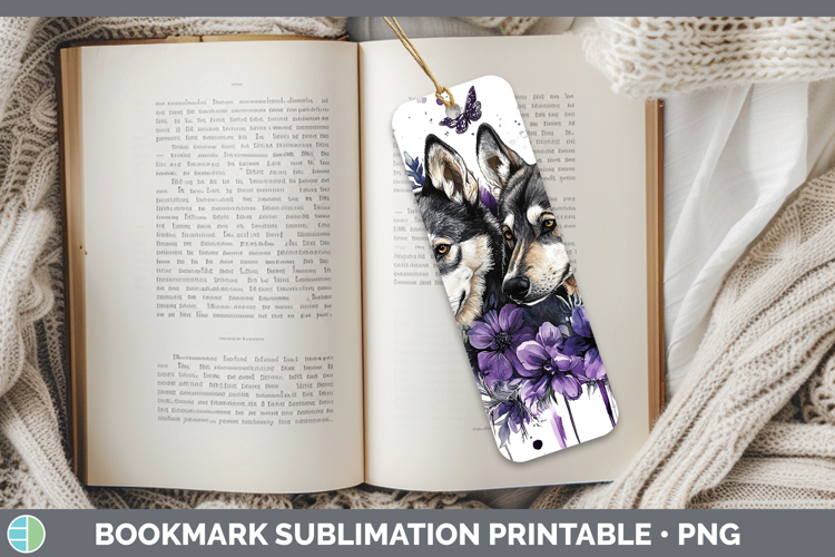 Dogs 04 Purple Drips Norwegian Elkhound Bookmark Sublimation