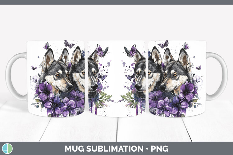 GorgeousDogs 04 Purple Drips Mug Wrap design.