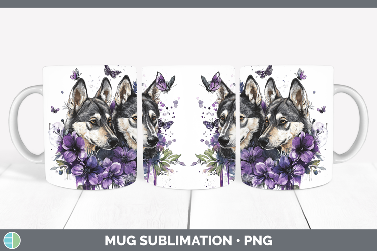 Dogs 04 Purple Drips Norwegian Elkhound Mug Wrap Sublimation