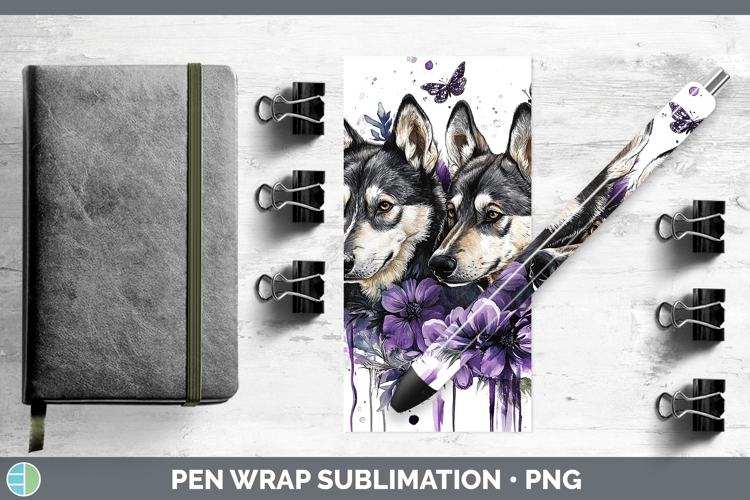 Dogs 04 Purple Drips Norwegian Elkhound Pen Wrap Sublimation
