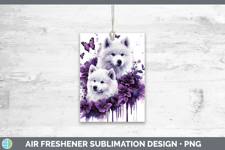 Dogs 04 Purple Drips Samoyed Air Freshener Sublimation Car F