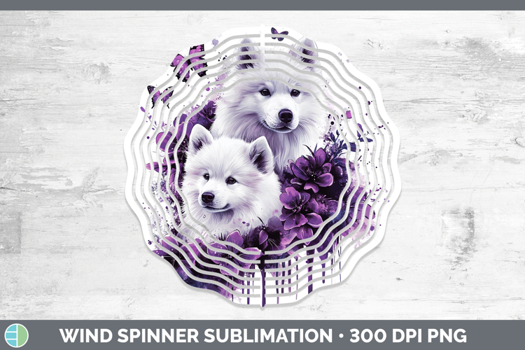Dogs 04 Purple Drips Samoyed Wind Spinner Sublimation Spinne