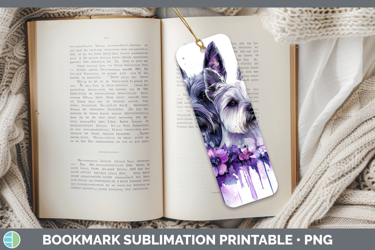 Dogs 04 Purple Drips Scottish Terrier Bookmark Sublimation P