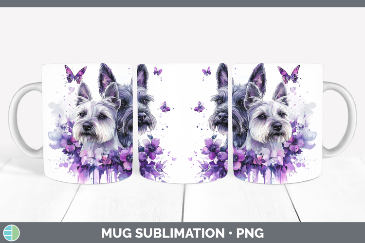 Dogs 04 Purple Drips Scottish Terrier Mug Wrap Sublimation C