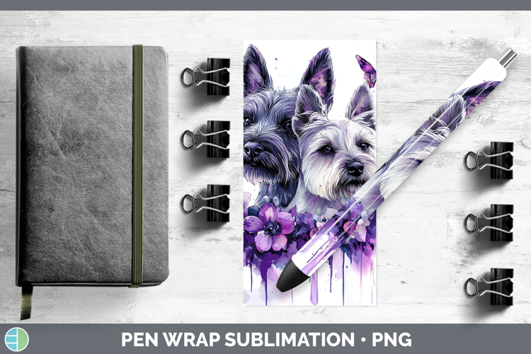 Dogs 04 Purple Drips Scottish Terrier Pen Wrap Sublimation P