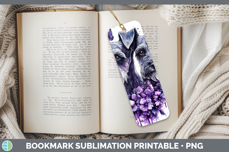 Dogs 04 Purple Drips Standard Schnauzer Bookmark Sublimation