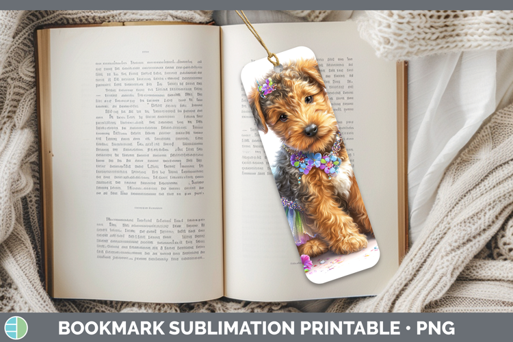 Dogs 04 Rainbow Summer Airedale Terrier Bookmark Sublimation