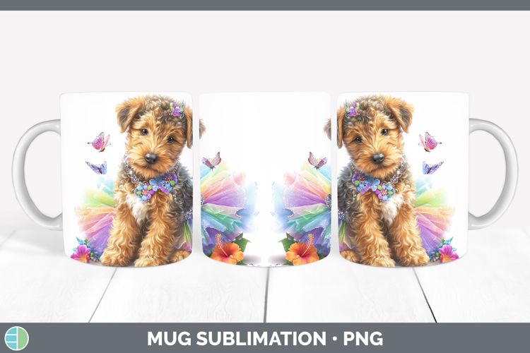 Dogs 04 Rainbow Summer Airedale Terrier Mug Wrap Sublimation