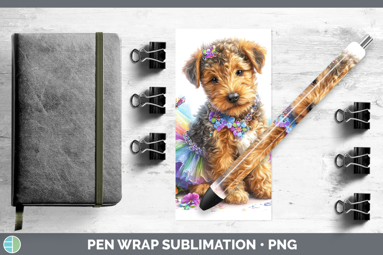 Dogs 04 Rainbow Summer Airedale Terrier Pen Wrap Sublimation