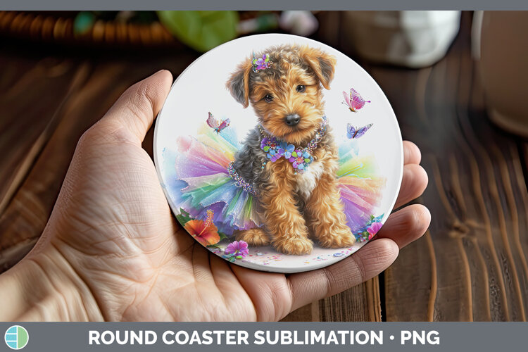 GorgeousDogs 04 Rainbow Summer Round Coaster design.