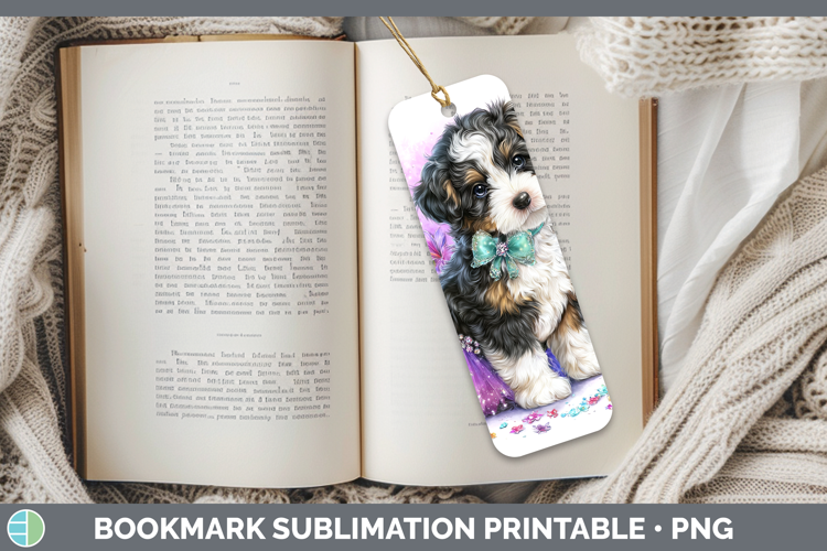 Dogs 04 Rainbow Summer Bernedoodle Bookmark Sublimation Prin
