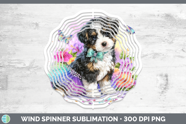 Dogs 04 Rainbow Summer Bernedoodle Wind Spinner Sublimation