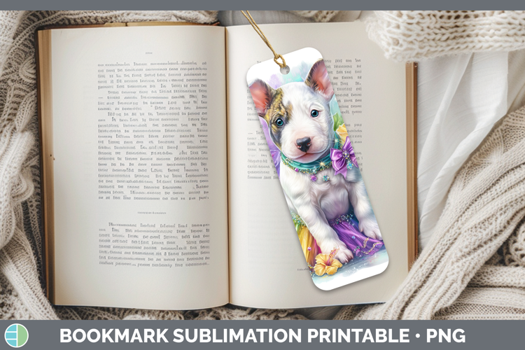 Dogs 04 Rainbow Summer Bull Terrier Bookmark Sublimation Pri