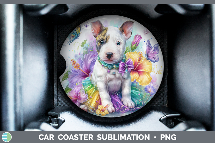 Dogs 04 Rainbow Summer Bull Terrier Car Coaster Sublimation