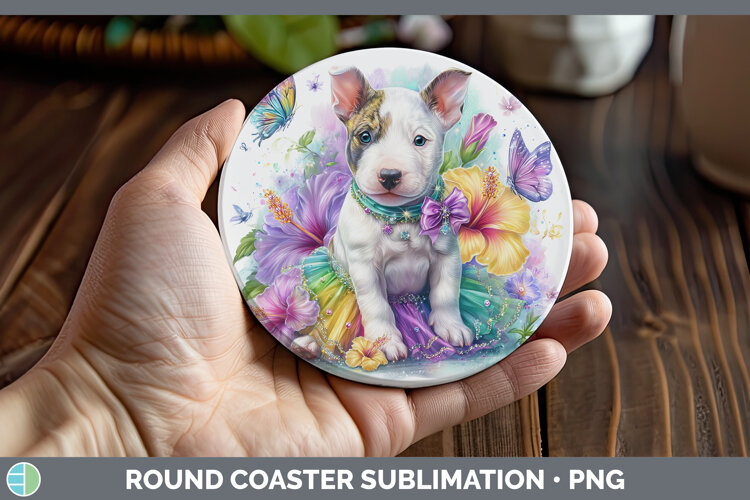 GorgeousDogs 04 Rainbow Summer Round Coaster design.