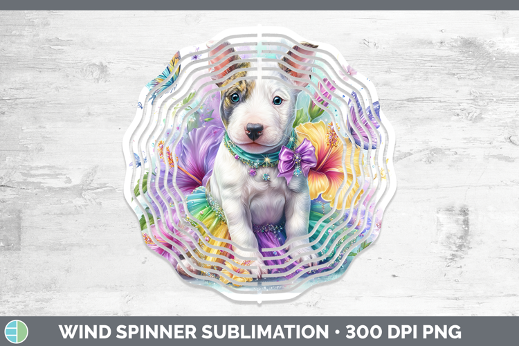 Dogs 04 Rainbow Summer Bull Terrier Wind Spinner Sublimation