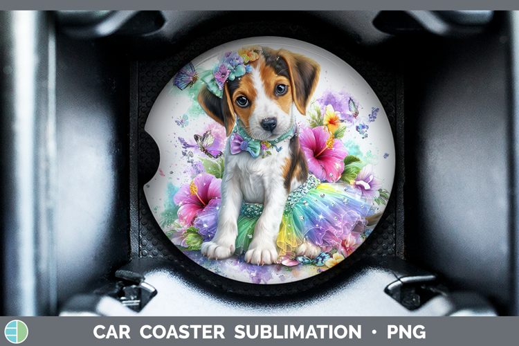 Dogs 04 Rainbow Summer English Coonhound Car Coaster Sublima