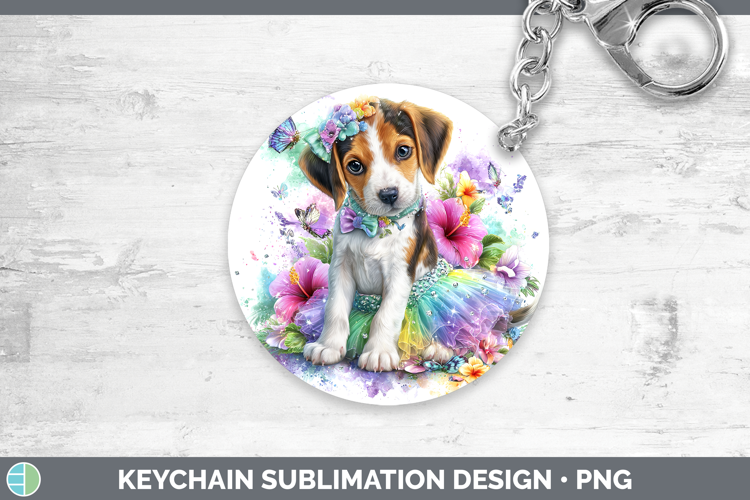 Dogs 04 Rainbow Summer English Coonhound Keychain Sublimatio