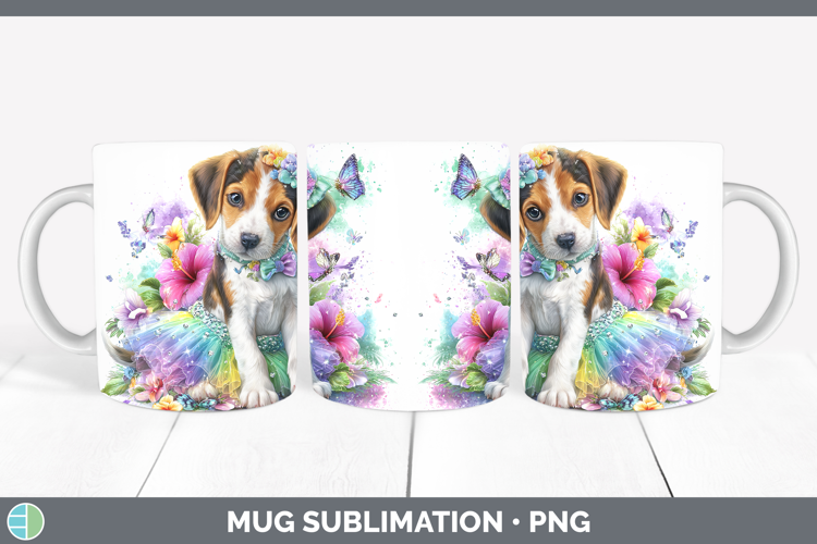 Dogs 04 Rainbow Summer English Coonhound Mug Wrap Sublimatio