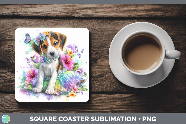GorgeousDogs 04 Rainbow Summer Square Coaster design.