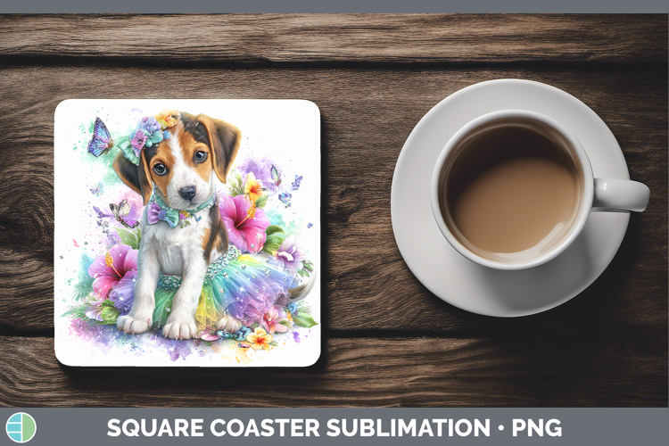 Dogs 04 Rainbow Summer English Coonhound Square Coaster Subl