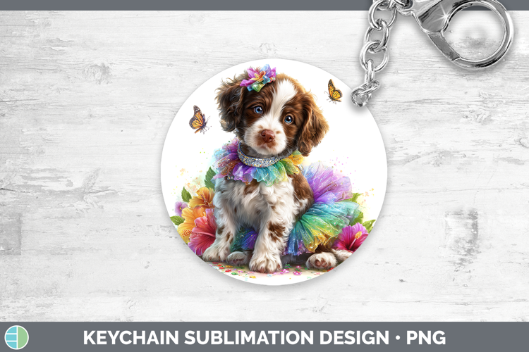 Dogs 04 Rainbow Summer English Springer Spaniel Keychain Sub