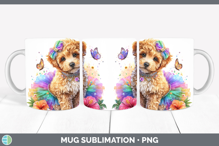 Dogs 04 Rainbow Summer Goldendoodle Mug Wrap Sublimation Cof