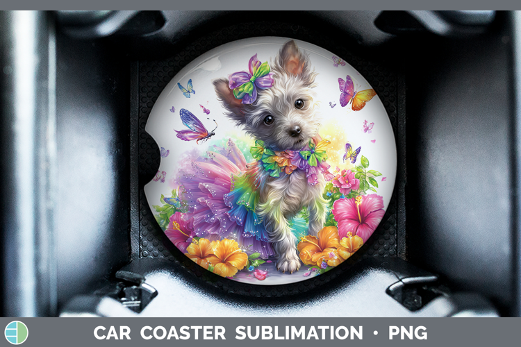 Dogs 04 Rainbow Summer Hairless Chinese Crested Car Coaster