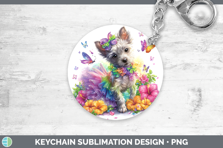 Dogs 04 Rainbow Summer Hairless Chinese Crested Keychain Sub