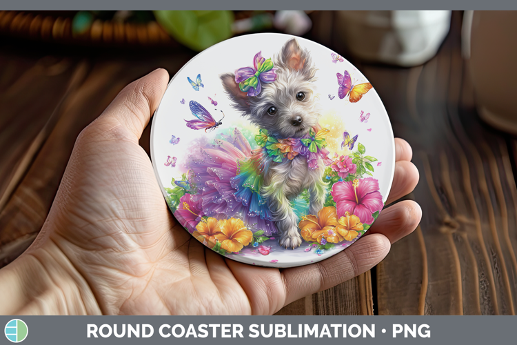 Dogs 04 Rainbow Summer Hairless Chinese Crested Round Coaste