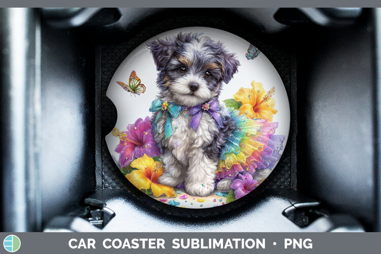 GorgeousDogs 04 Rainbow Summer Car Coaster design.