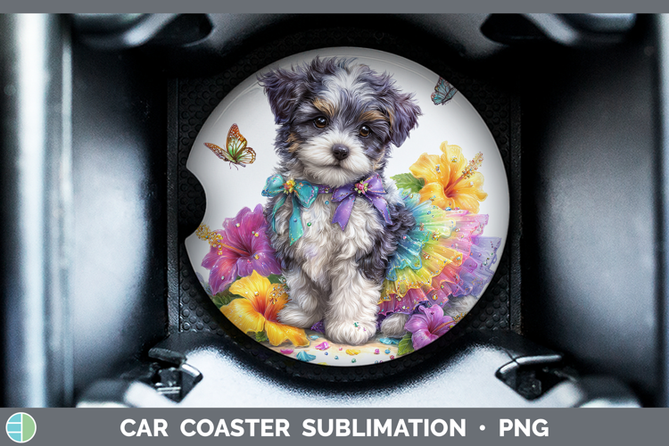 Dogs 04 Rainbow Summer Havanese Car Coaster Sublimation Des
