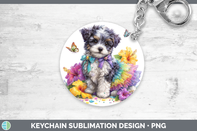 Dogs 04 Rainbow Summer Havanese Keychain Sublimation Keyring