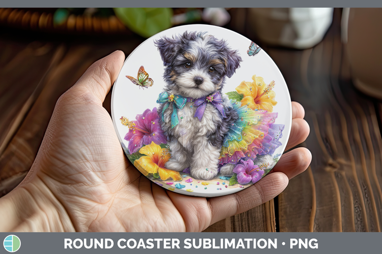 Dogs 04 Rainbow Summer Havanese Round Coaster Sublimation Co