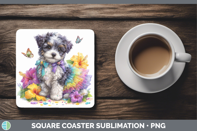 Dogs 04 Rainbow Summer Havanese Square Coaster Sublimation C