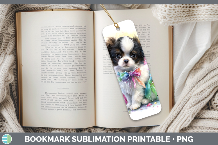 Dogs 04 Rainbow Summer Japanese Chin Bookmark Sublimation Pr