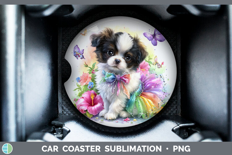 GorgeousDogs 04 Rainbow Summer Car Coaster design.