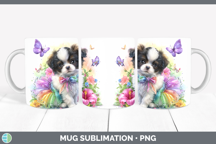 Dogs 04 Rainbow Summer Japanese Chin Mug Wrap Sublimation Co