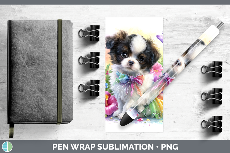 Dogs 04 Rainbow Summer Japanese Chin Pen Wrap Sublimation Pe