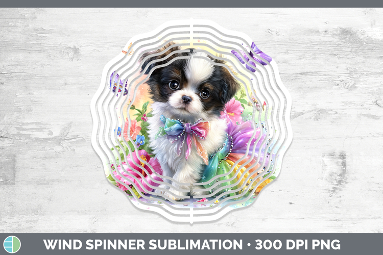 Dogs 04 Rainbow Summer Japanese Chin Wind Spinner Sublimatio