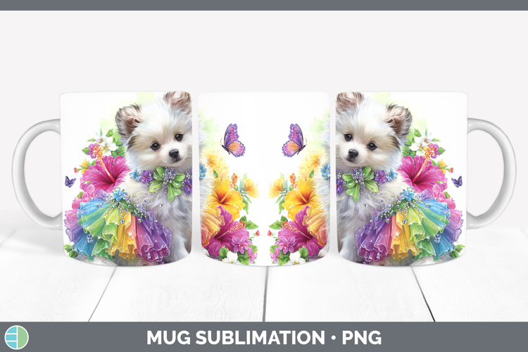 Dogs 04 Rainbow Summer Japanese Spitz Mug Wrap Sublimation C