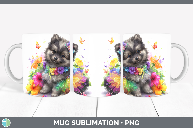 Dogs 04 Rainbow Summer Keeshond Mug Wrap Sublimation Coffee