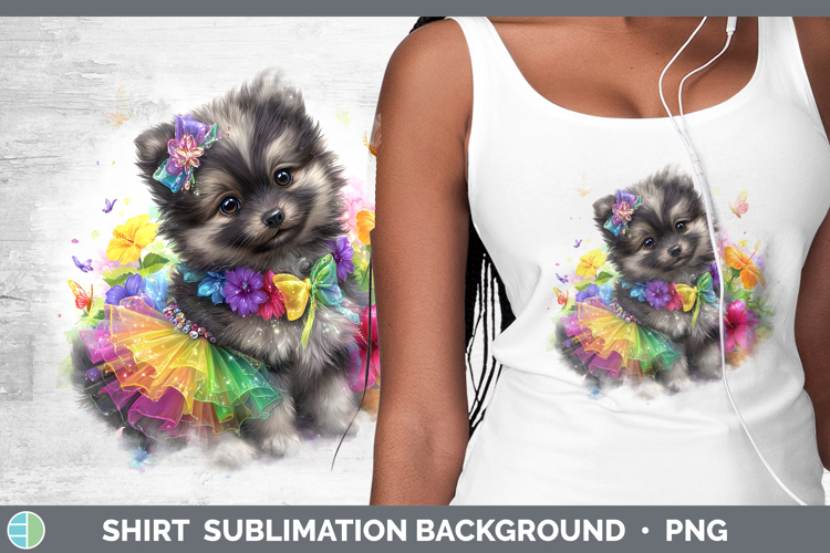 Dogs 04 Rainbow Summer Keeshond Shirt Sublimation Background