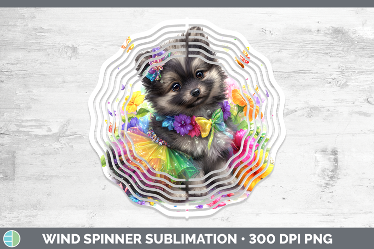 Dogs 04 Rainbow Summer Keeshond Wind Spinner Sublimation Spi