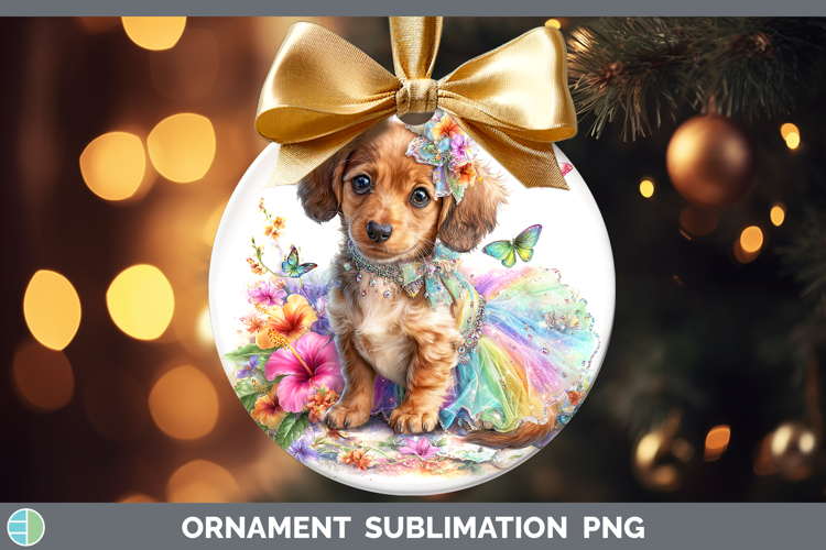 Dogs 04 Rainbow Summer Long-haired Dachshund Ornament Sublim