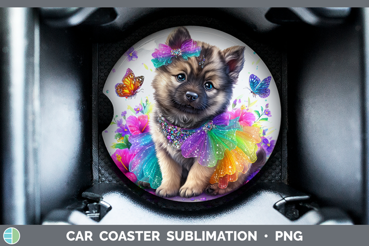 Dogs 04 Rainbow Summer Norwegian Elkhound Car Coaster Sublim