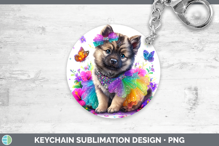 Dogs 04 Rainbow Summer Norwegian Elkhound Keychain Sublimati