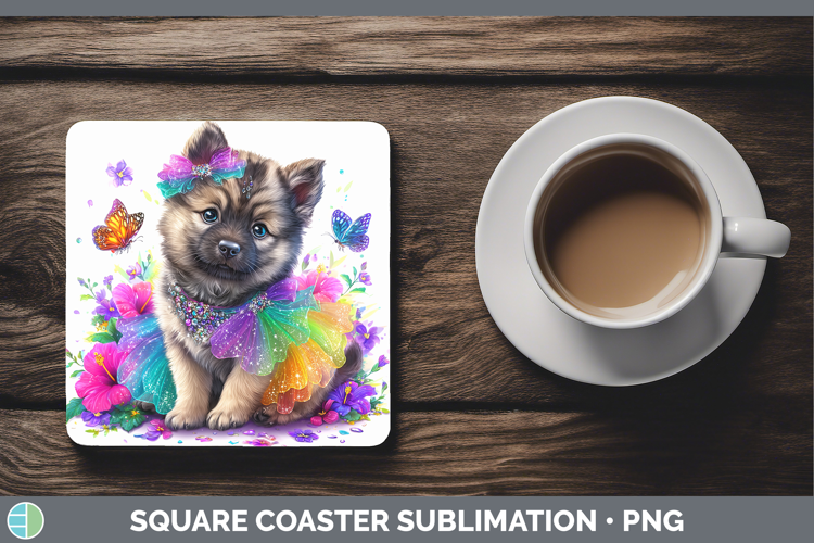 Dogs 04 Rainbow Summer Norwegian Elkhound Square Coaster Sub