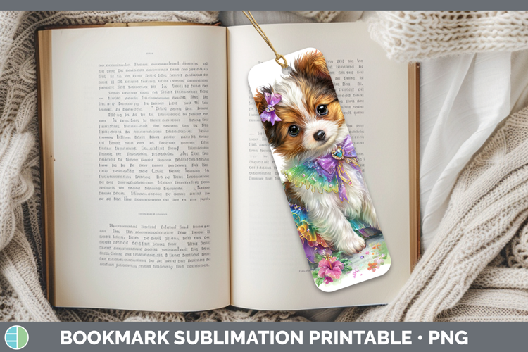 Dogs 04 Rainbow Summer Papillon Bookmark Sublimation Printab