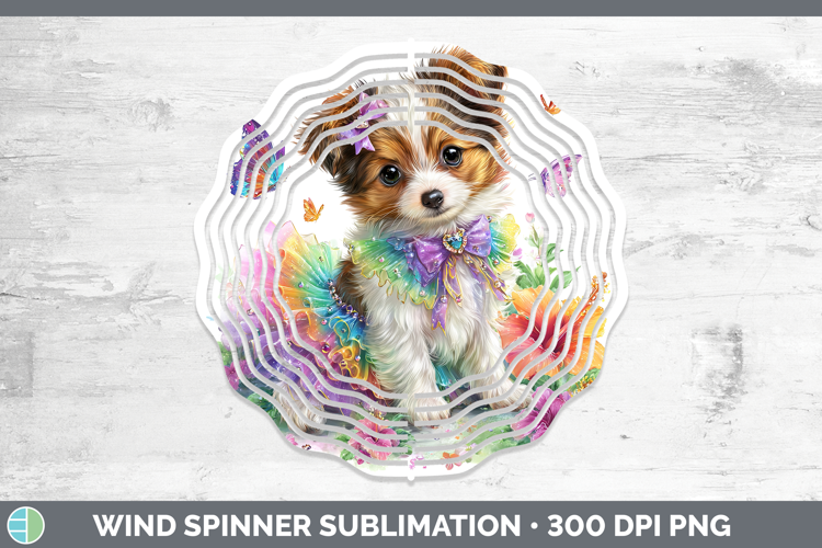 Dogs 04 Rainbow Summer Papillon Wind Spinner Sublimation Spi